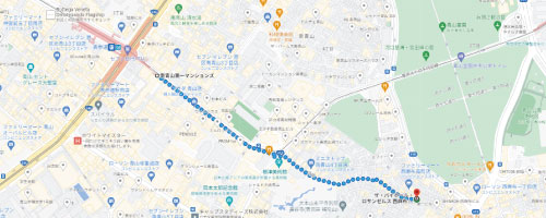GoogleMap Walking route guide. Omotesando Station - 10 minutes walk from Exit A5