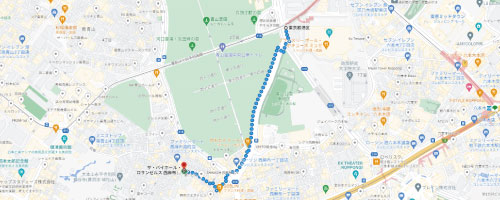 GoogleMap Walking route guide. Nogizaka Station - 10 minutes walk from Exit 5